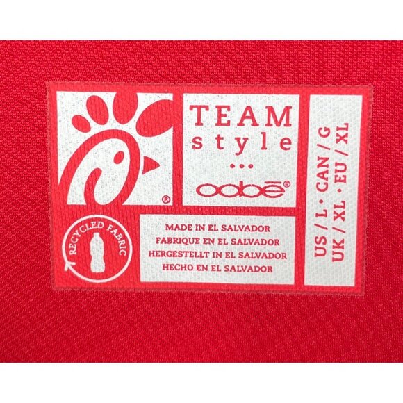 Chick-Fil-A Oobe Team Uniform Employee Women’s Large Red Short Sleeve Polo Shirt - Picture 4 of 4